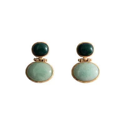 MANGO Stone Drop Earrings in Green/gold at Nordstrom | Nordstrom