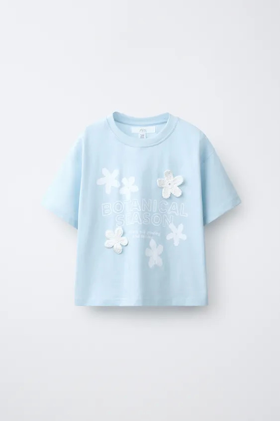 CROCHET FLORAL T-SHIRT | Zara US