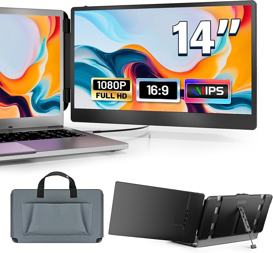domyfan 14" Laptop Monitor Extender, FHD 1080P IPS Dual Laptop Screen Extender, HDMI/USB-A/Type-C... | Amazon (US)