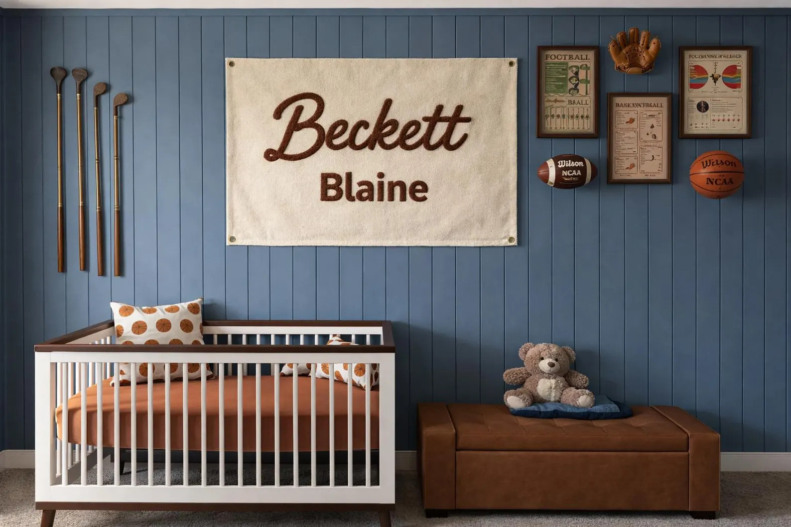 Hand-Embroidered Custom Baby Name Flag:Canvas Pennant Banner, Boho Nursery Wall Decor | Etsy (Global)