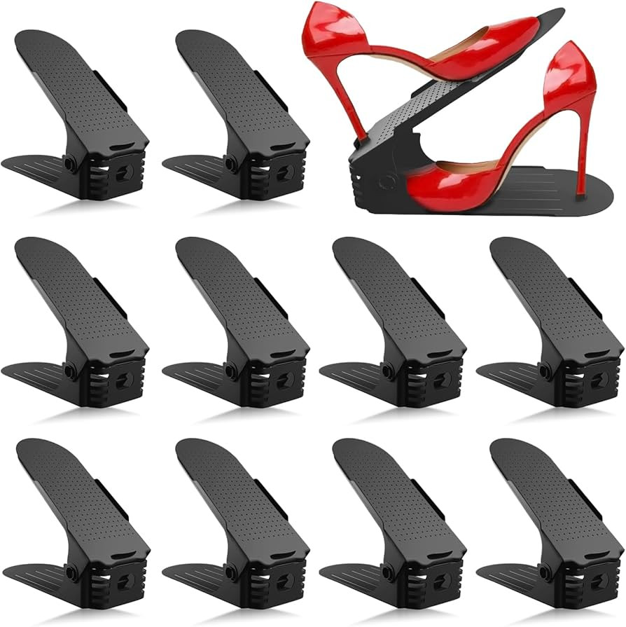 QINGUANG 20 Pack Shoe Slots Organizer, 4 Height Adjustable Shoe Stacker Space Saver,Double Layer ... | Amazon (US)