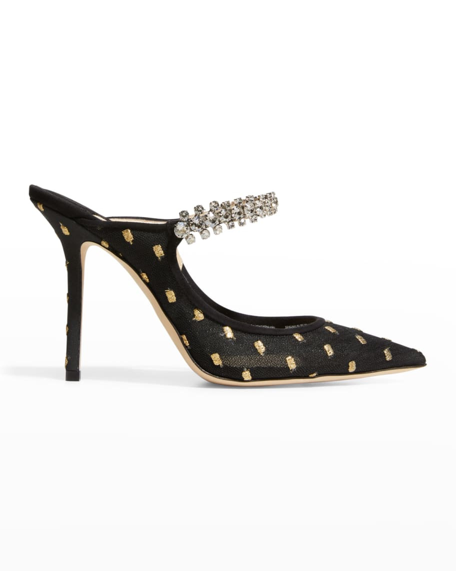 Bing Embroidered Crystal-Strap Stiletto Mules | Neiman Marcus