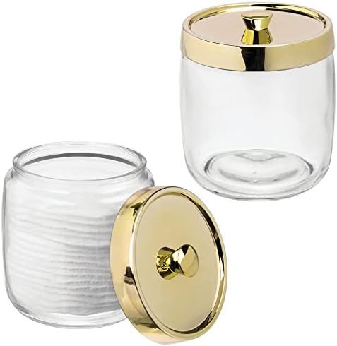 mDesign Bathroom Vanity Glass Storage Organizer Canister Apothecary Jar for Cotton Swabs, Rounds, Ba | Amazon (US)