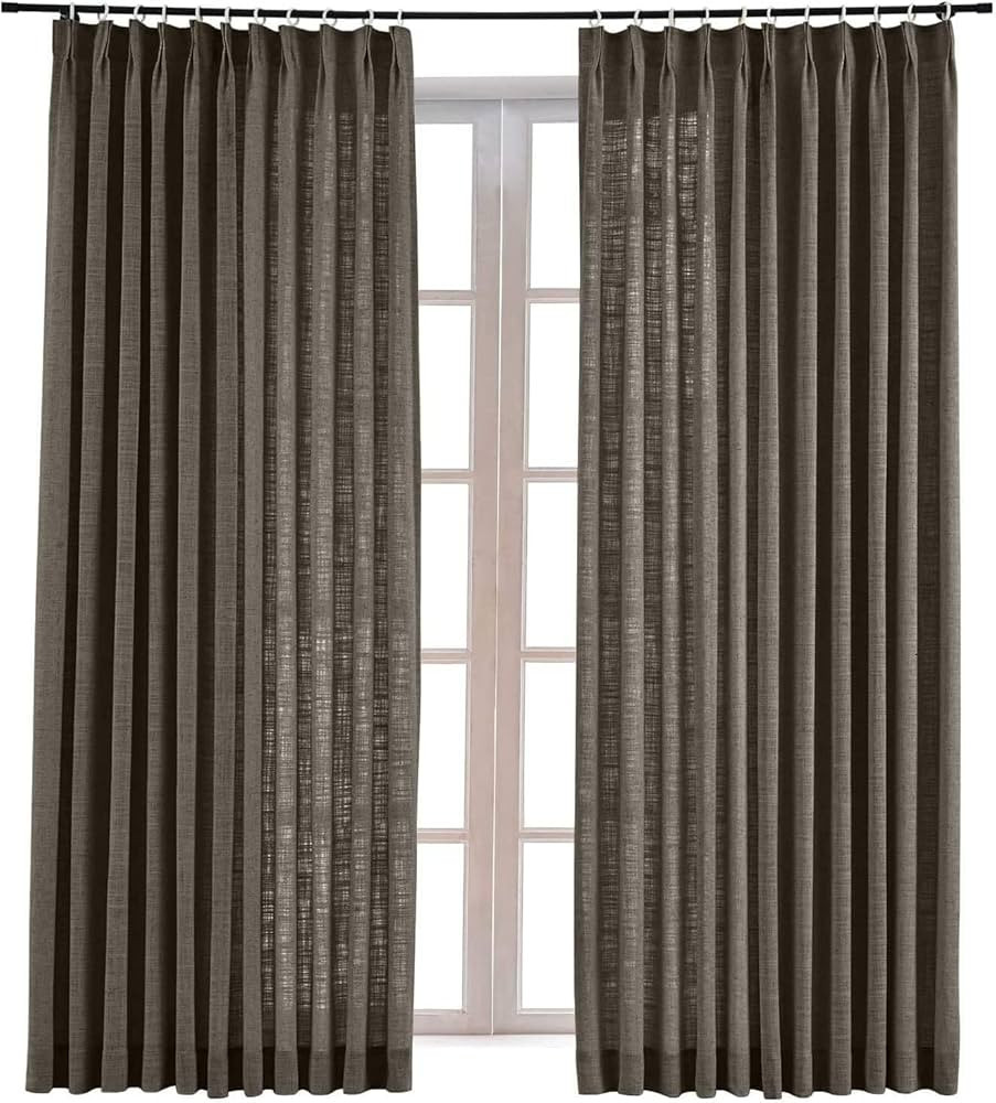 TWOPAGES 100 W x 84 L inch Pinch Pleat Darkening Drape Faux Linen Curtain Drapery Panel for Livin... | Amazon (US)