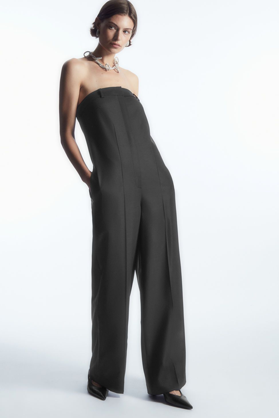 STRAPLESS WOOL TAILORED JUMPSUIT - BLACK - Jumpsuits - COS | COS (US)