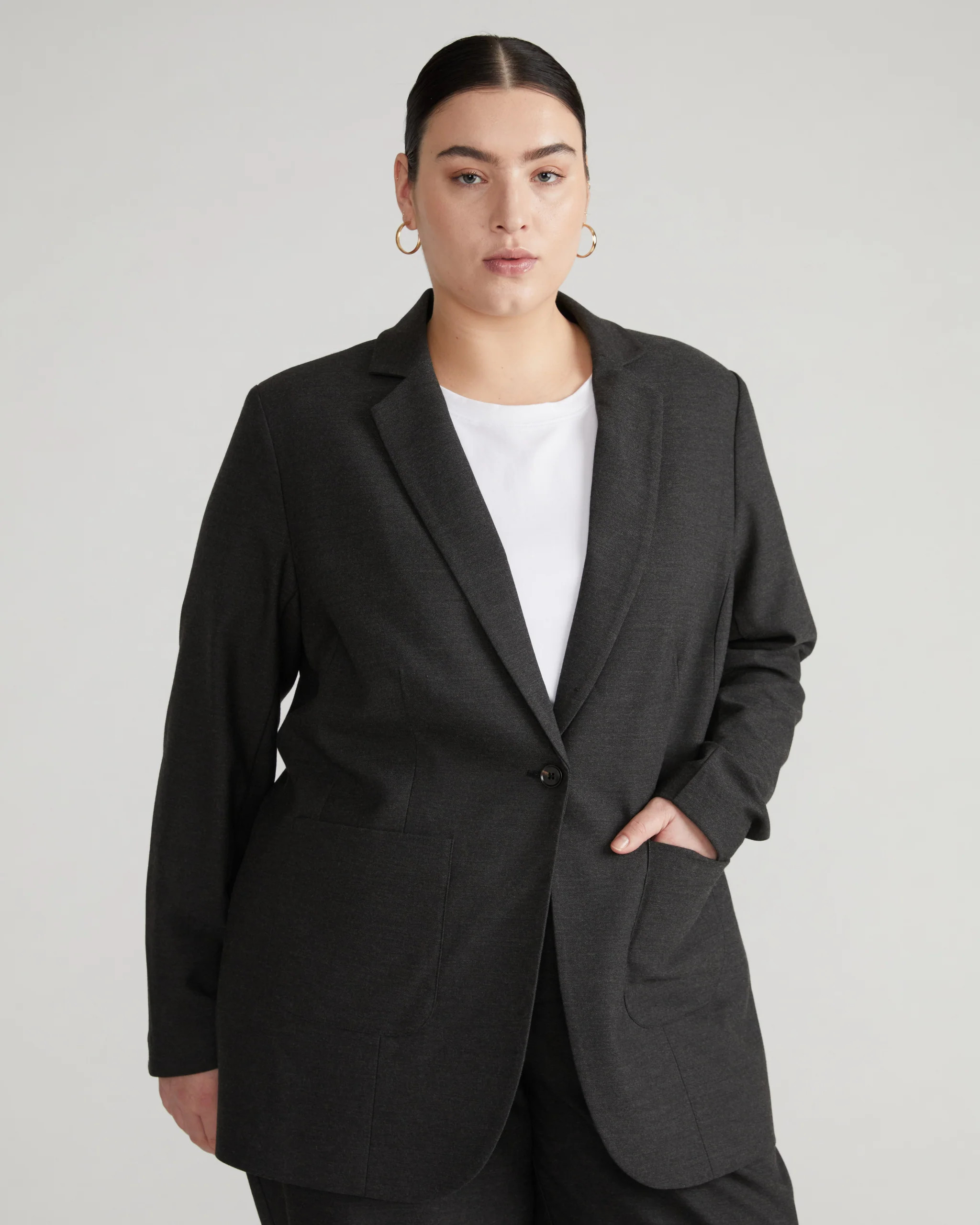 Infinite Flannel Blazer - Dark Grey | Universal Standard