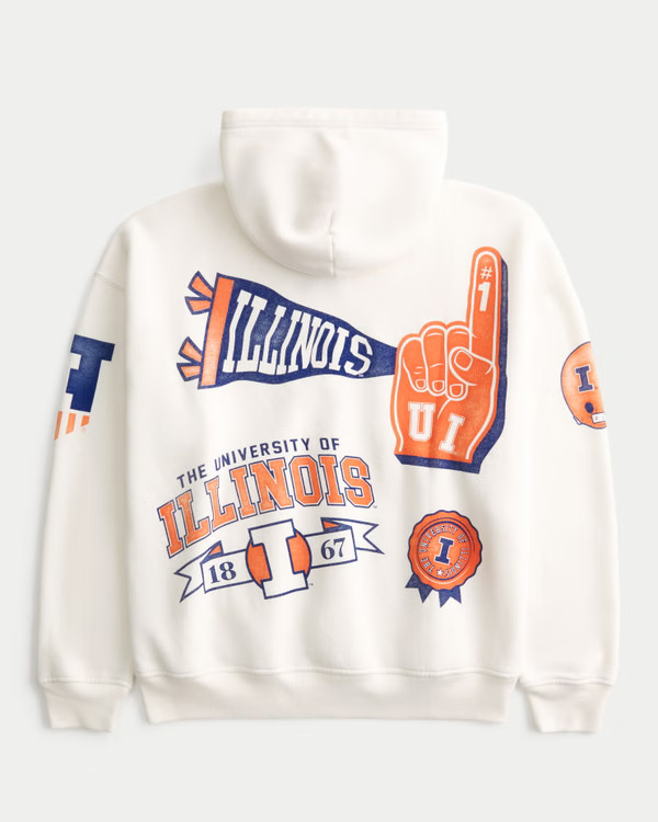 Men's Boxy University of Illinois Fighting Illini Graphic Hoodie | Men's Graphics Shop | Holliste... | Hollister (US)