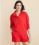 Lou & Grey Snap Washed Cozy Cotton Sweatshirt | LOFT