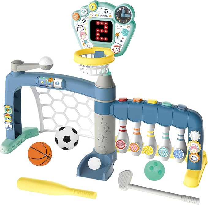 5-in-1 Toddler Sports Toys Activity Center: Includes Basketball Soccer Bowling Baseball Golf, Tod... | Amazon (US)
