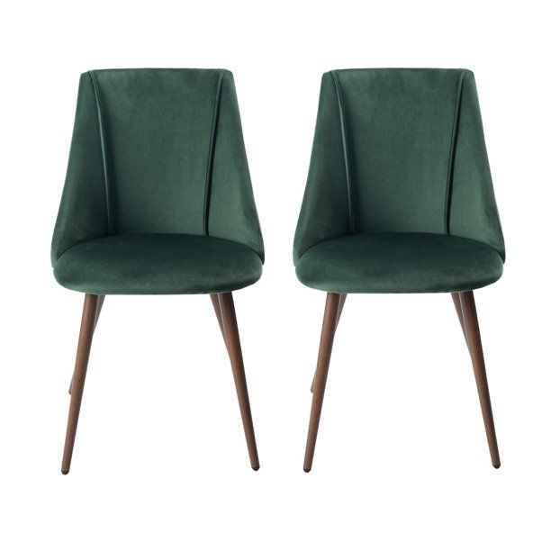 FurnitureR Velvet Modern Dining Chairs, Dark Green (Set of 2) - Walmart.com | Walmart (US)