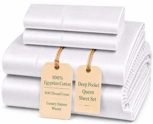 800 Thread Count Queen Sheet Set,Egyptian Cotton Sheets Queen Size Bed Set | Amazon (US)