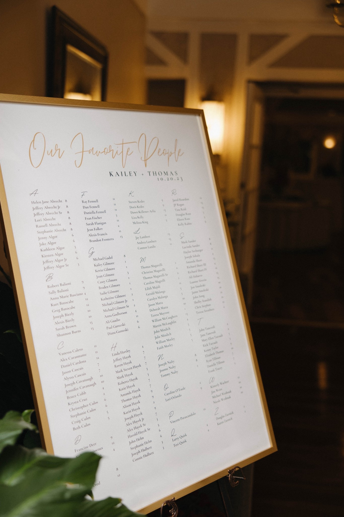 Our favorite people seating chart for our cocktail reception. Alphabetical order with gold accents

#LTKParties #LTKWedding