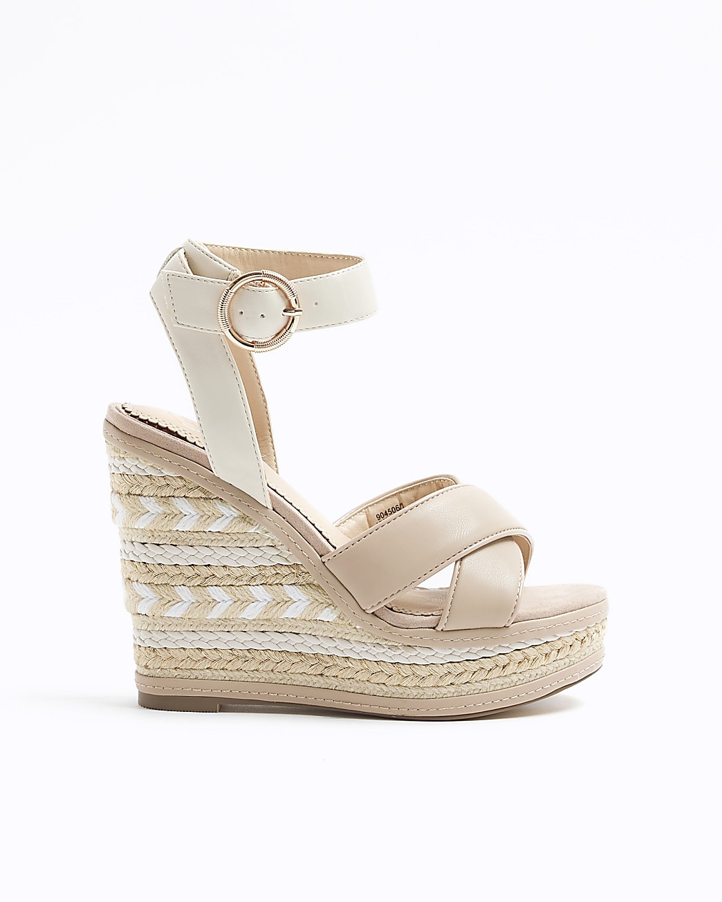 White crossed wedge espadrille sandals | River Island (UK & IE)