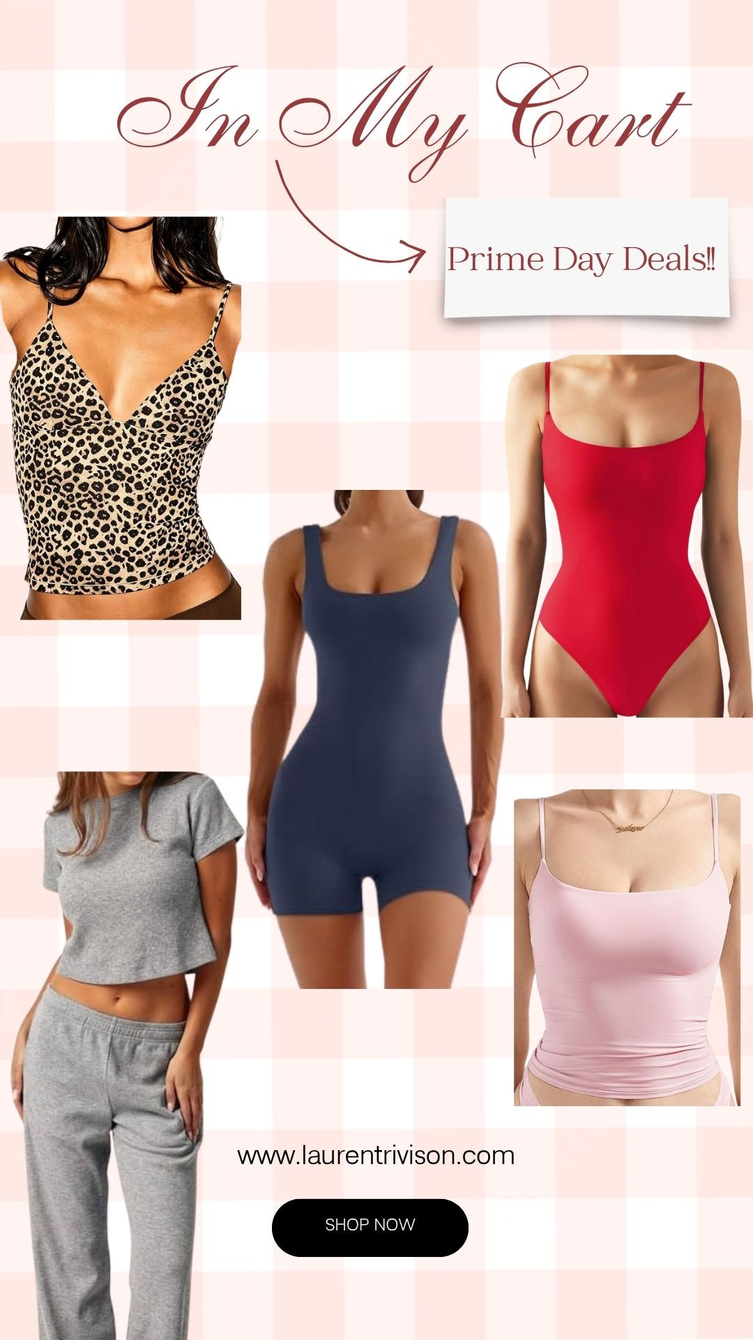 Here are some Prime Day deals I am actually adding to my cart‼️ Loving the leopard print cami, the sweat set and the body suits. You always got to have your basics! 🤍☺️ 

 #LTKootd #LTKSaleAlert #LTKMidsize