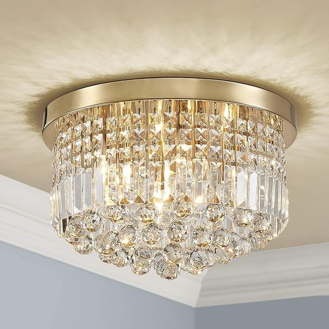 Saint Mossi Modern K9 Crystal Raindrop Chandelier Lighting, Flush Mount Ceiling Light, Perfect fo... | Amazon (US)