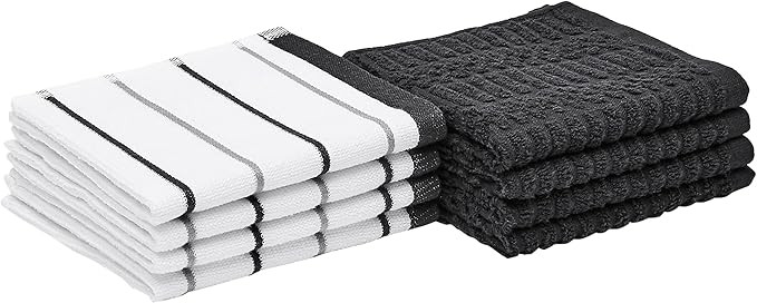 Amazon Basics 100% Cotton Kitchen Dish Cloths, 12 x 12-Inch, Absorbent Durable Ringspun Cloth - 8... | Amazon (US)