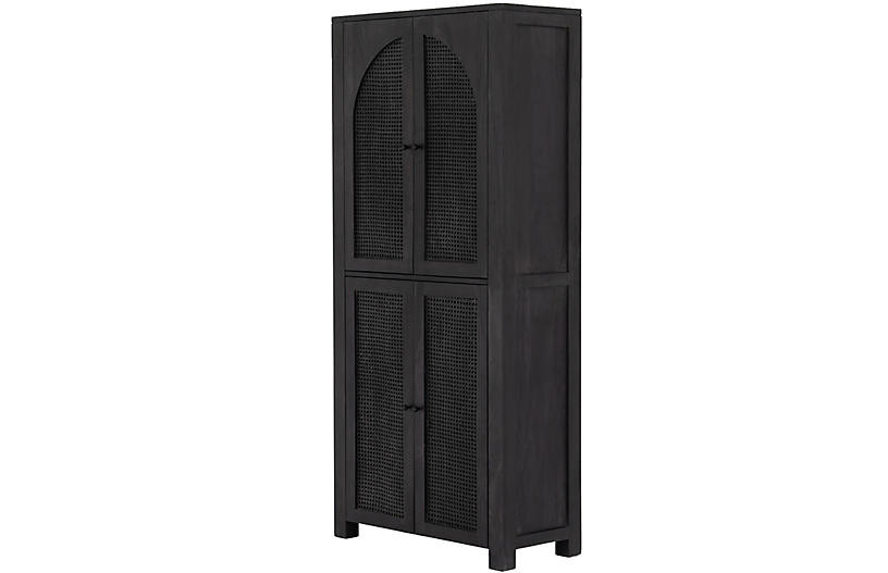 Brantley Cane Cabinet, Black Wash | One Kings Lane