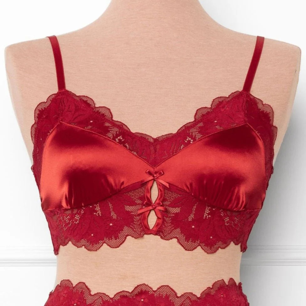 Lacy Satin Bralette - Red | Mentionables