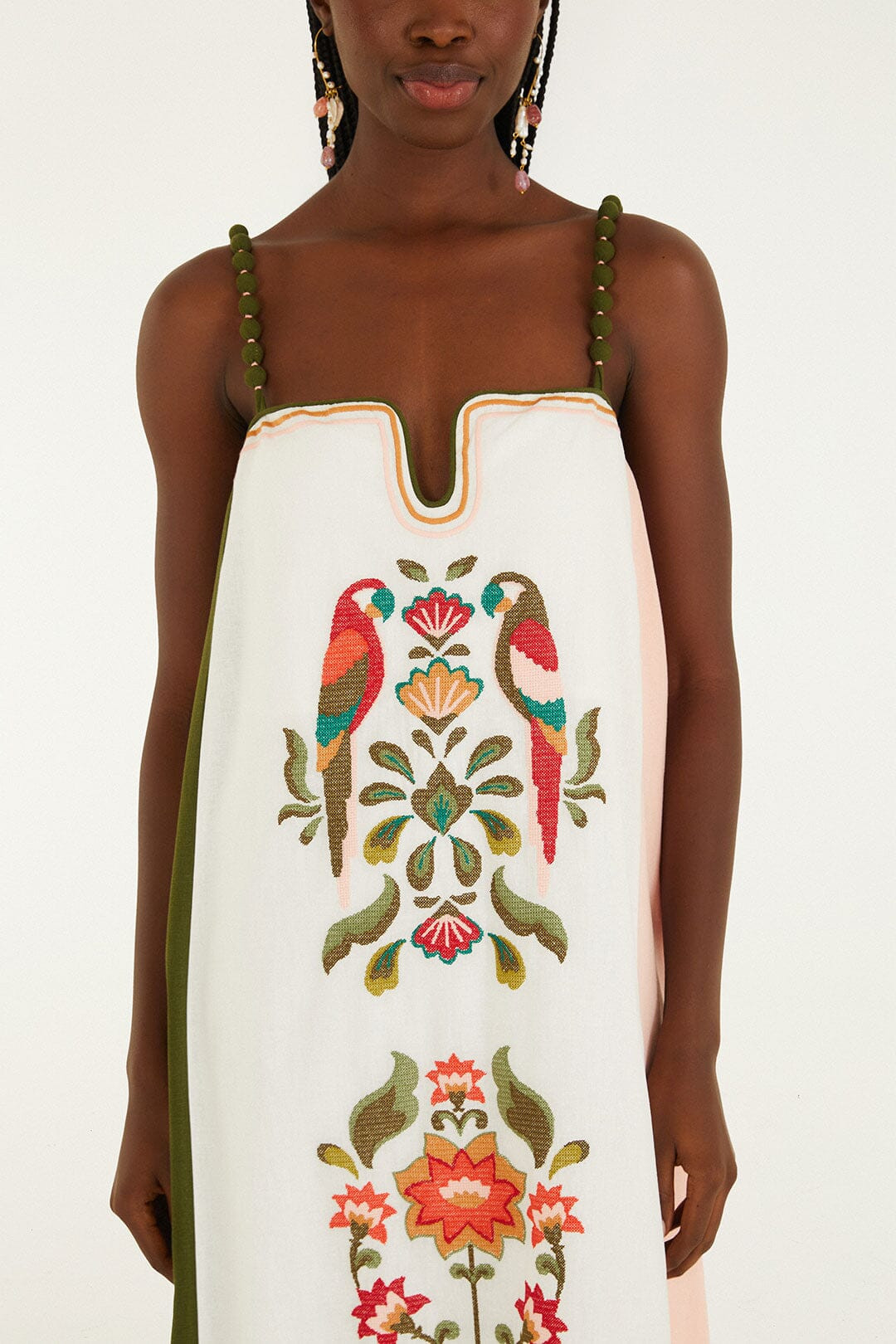 Cross Stich Embroidery Maxi Dress Sleeveless | FARM Rio | FarmRio (US)