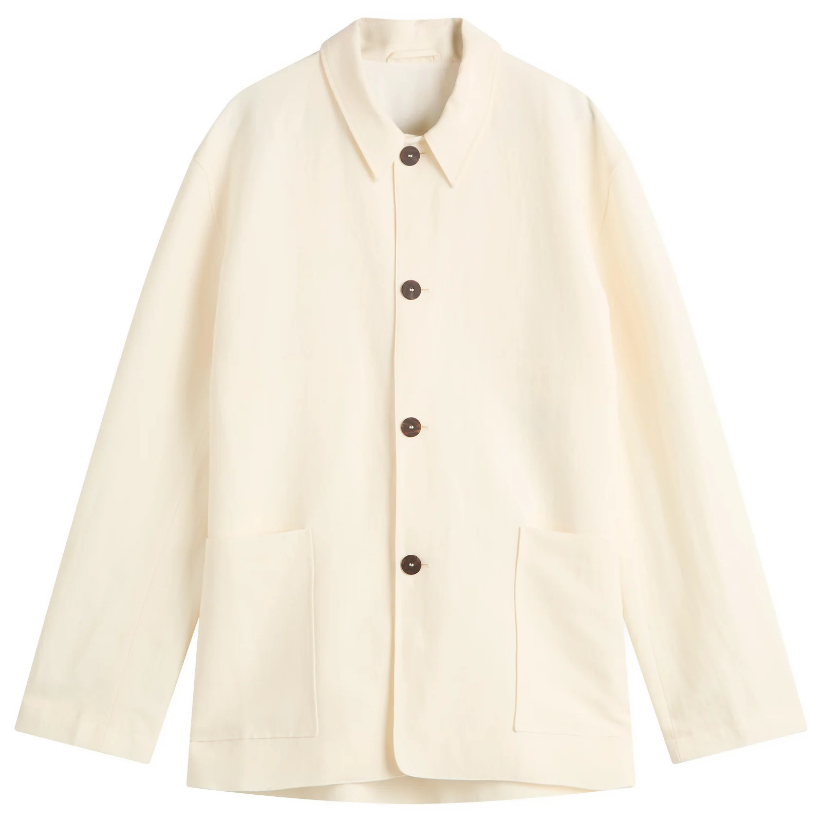 Studio Nicholson Men's Nopi Cotton Linen Shirt Jacket in Parchment, Size X-Small | END. Clothing