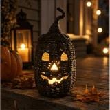 2026 Halloween Black Woven Seagrass Pumpkin Storage Basket with Lid, Fall Indoor Home Decorations... | Walmart (US)
