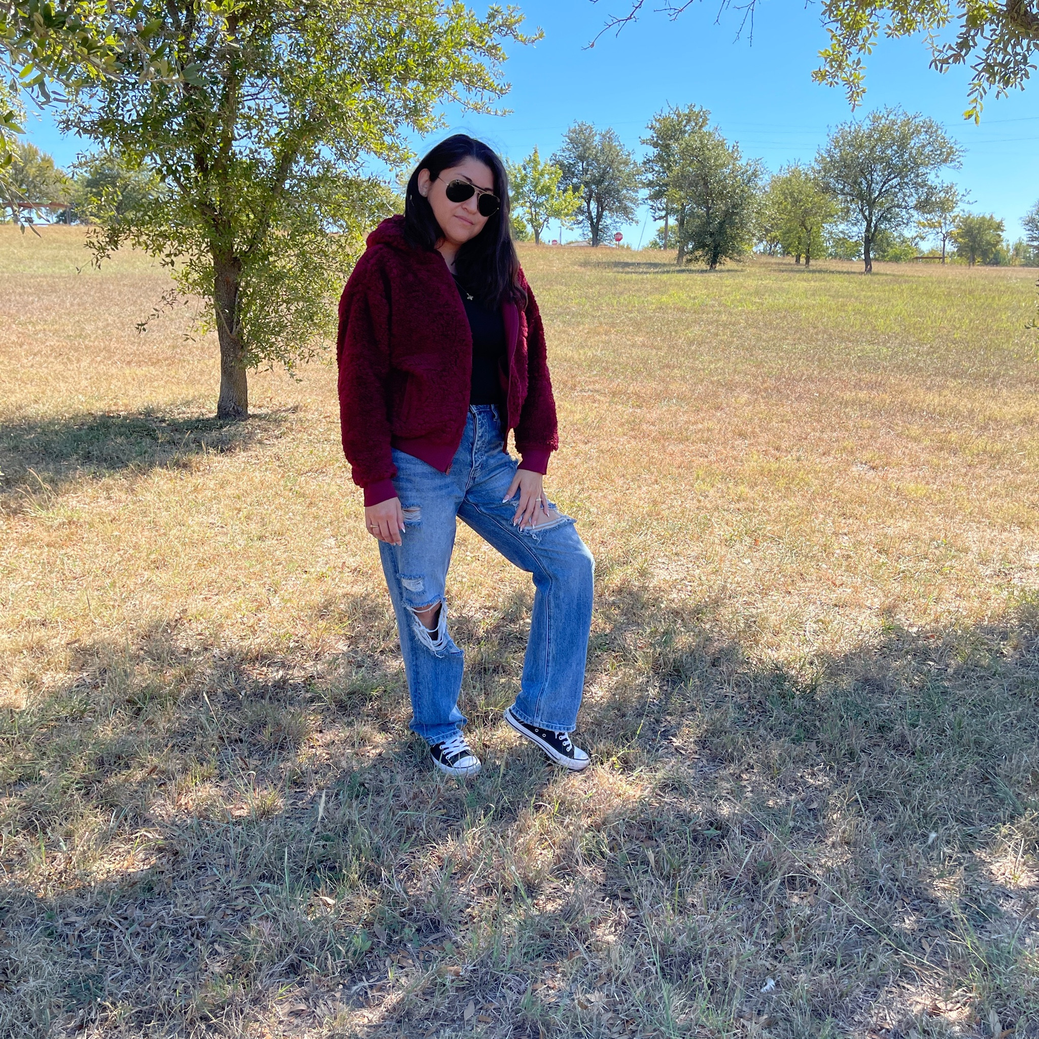 Perfect fall outfit from SummerSalt. Their The High Pile Eco Fleece Cropped Hoodie is warm and cozy! I have 2 one in Pinot (pictures) and Wolf color (gray). Sizes are a bit big so I always size down. This is a small. 

Fall outfit, autumn, outfit of the day, ootd, sweater weather, hoodie 

#LTKStyleTip #LTKSeasonal #LTKGiftGuide