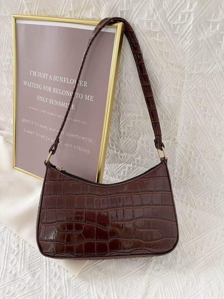 Baguette Tasche mit Krokodil Prägung | SHEIN