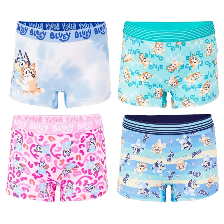 Bluey Girls Boyshort Character Underwear, 4-Pack, Size 4-10 | Walmart (US)