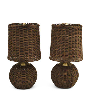 Set Of 2 20in Rattan Table Lamps | Home | Marshalls | Marshalls
