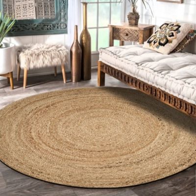 LR Home Classic Simple 7'6" Round Natural Jute Area Rug, Natural | Ashley Homestore