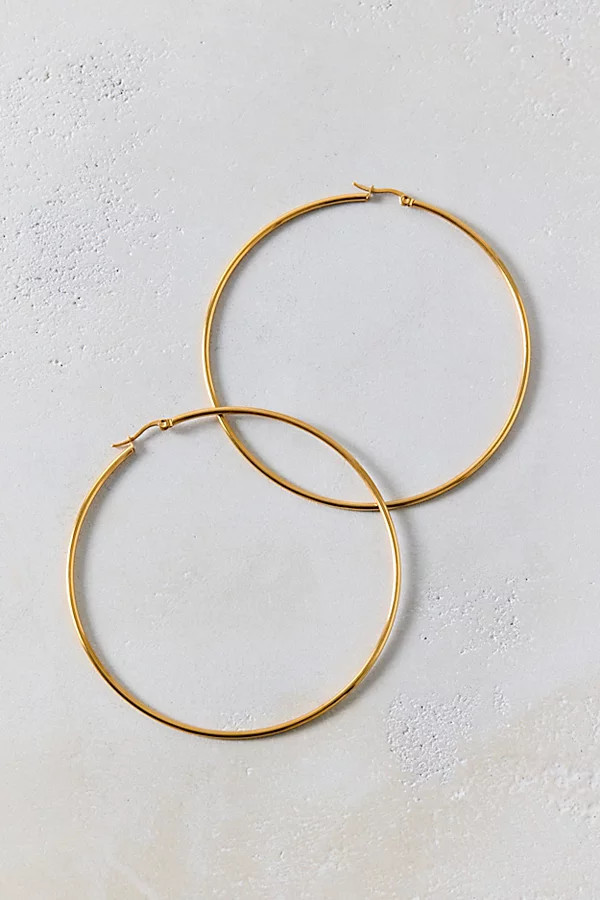 City Girl Waterproof Large Hoop Earrings in Gold, Women's at Urban Outfitters | Urban Outfitters (US and RoW)