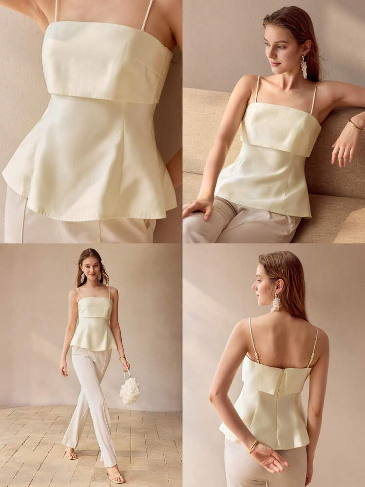 MOTF PREMIUM REGATA COM BABADO NA BAINHA E ZÍPER NAS COSTAS EM VISCOSE SÓLIDA | SHEIN