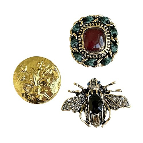 3PCS Vintage Rhinestone Brooch Set for Women, Elegant Shimmering Brooches for Jacket Dress Blouse (Honey Gold) | Amazon (US)