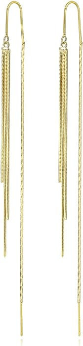 JA.S.JR Gold Threader Dangle Earrings Long Tassel Earrings Wedding Prom Earrings for Women Bridal | Amazon (US)