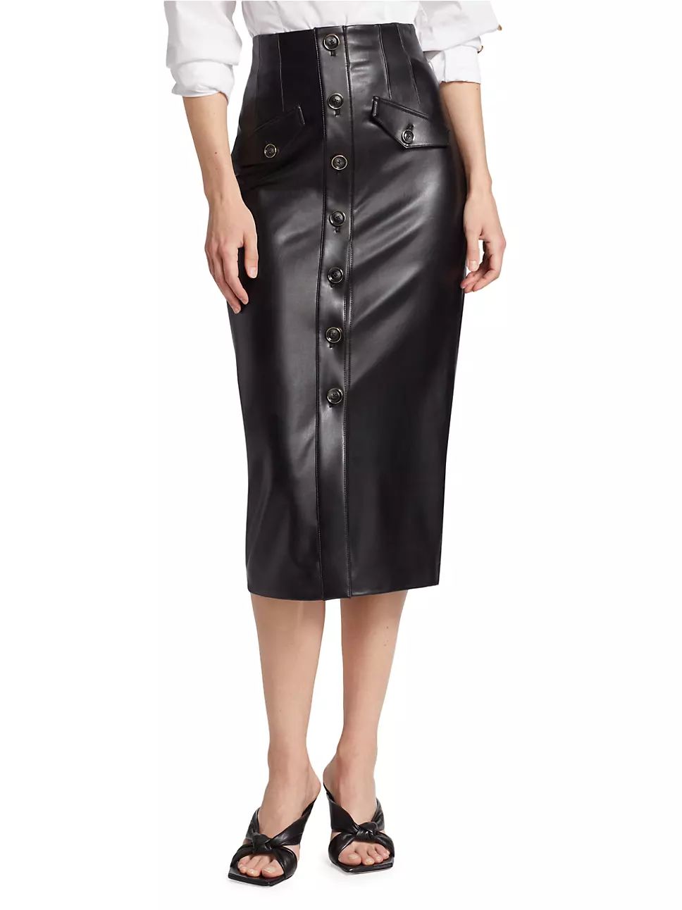 Barrie Vegan Leather Midi-Skirt | Saks Fifth Avenue