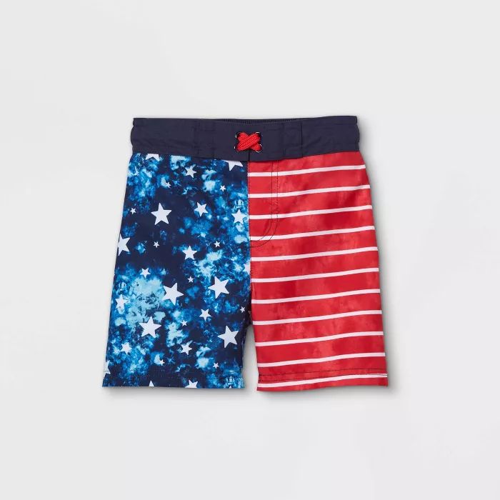Toddler Boys' Tie-Dye Flag Americana Swim Trunks - Cat & Jack™ Blue | Target