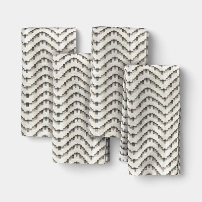 4Pk Cotton Napkins Black/Cream Wave - Threshold™ | Target