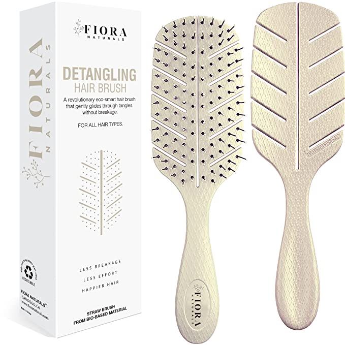 Detangler Brush by Fiora Naturals - 100% Bio-Friendly Detangling brush w/Ultra-Soft Bristles - Gl... | Amazon (US)