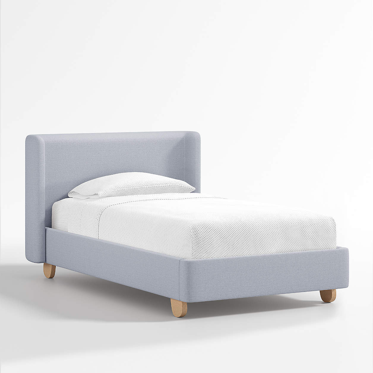 Pismo Blue Upholstered Kids Twin Bed + Reviews | Crate & Kids | Crate & Barrel