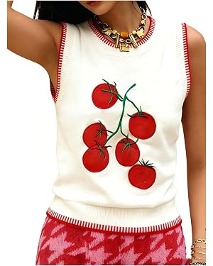 Verdusa Women's Lobster Crochet Tank Tops Sweater Vest Sleeveless Knit Tops Funny Shirts | Amazon (US)