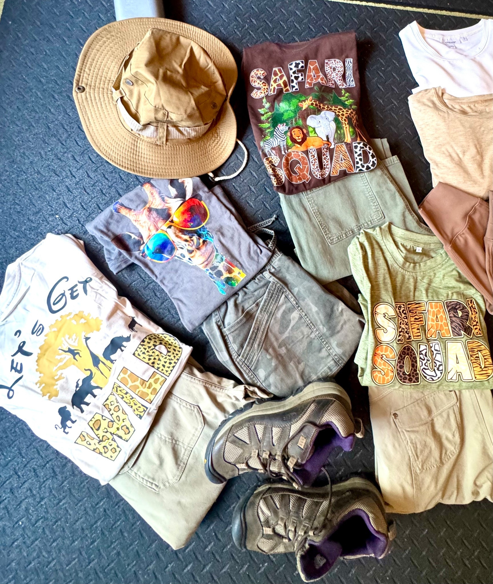 What I packed for my African Safari 
Graphic tee shirts 
Keen walk-in hiking shoes
Khaki pants
Utility pants Sunhat

#LTKStyleTip #LTKFindsUnder50 #LTKTravel