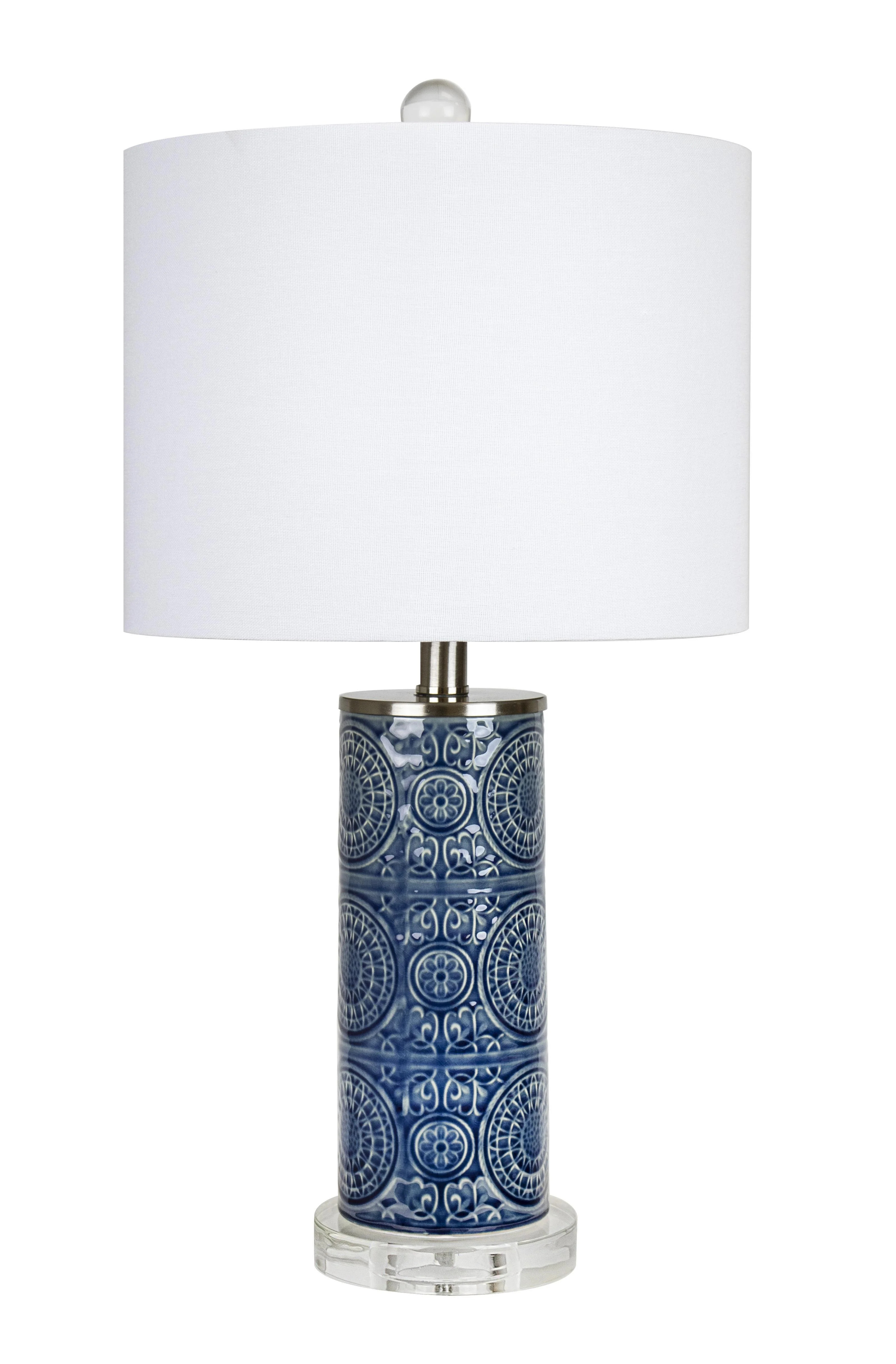 23" Bijou Blue Ceramic w/ Brushed Nickel & Clear Crystal Base Table Lamp | Walmart (US)