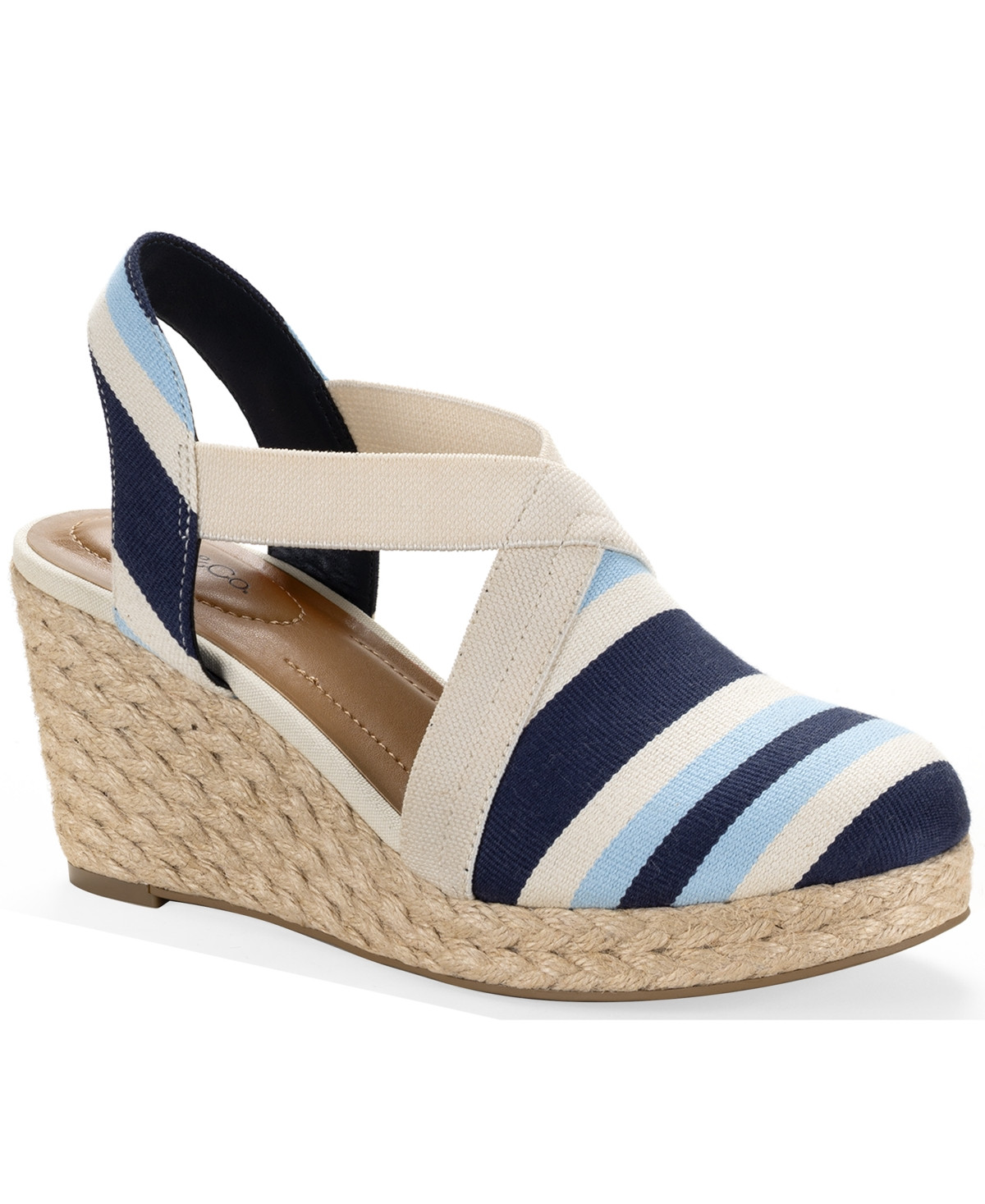 Style & Co Women's Siennaa Closed Toe Wedge Espadrilles, Macy's Exclusive - Blue Stripe | Macy's