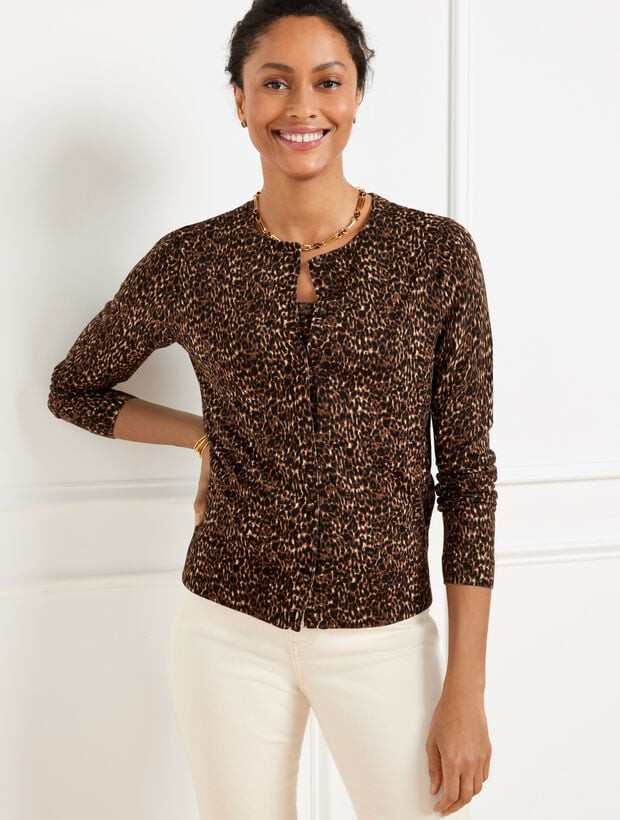 Crewneck Cardigan - Delicate Leopard | Talbots