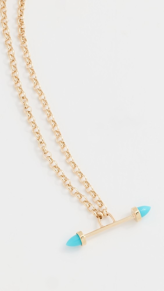 14k Gold Turquoise Bullet Toggle Rolo Necklace | Shopbop