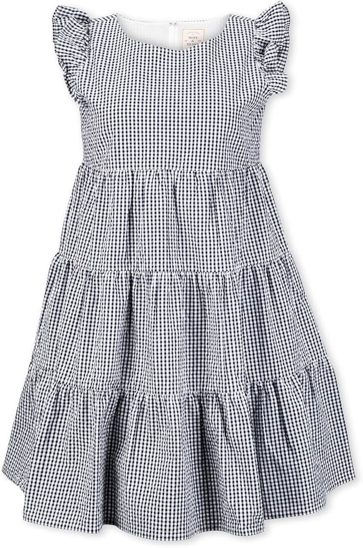 Hope & Henry Women's Flutter Sleeve Short Tiered Dress | Amazon (US)