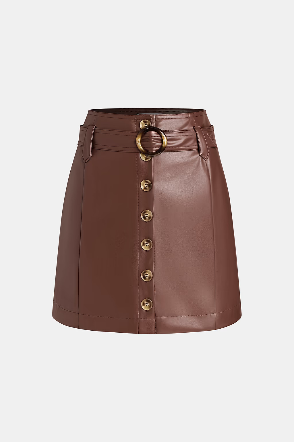 Vinyl Spin Brown Mini Skirt | Cupshe US