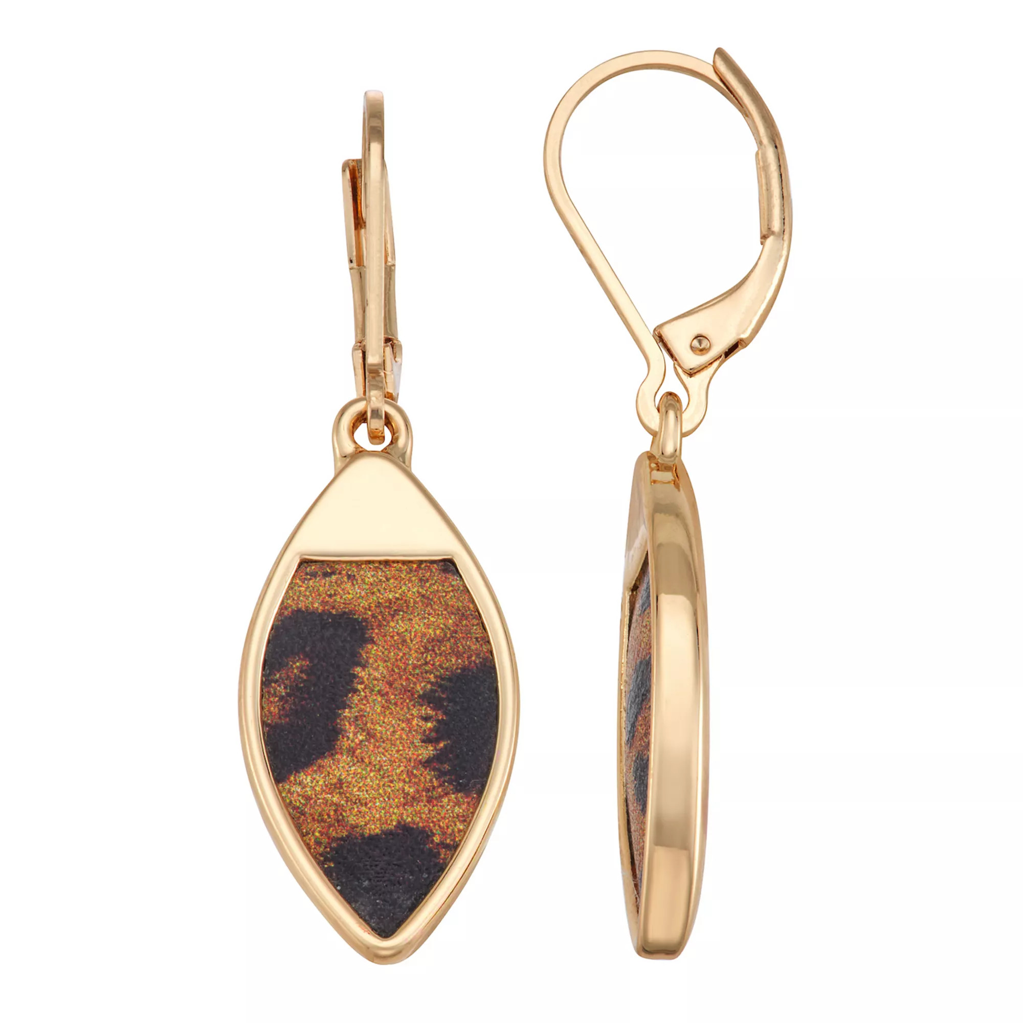 Nine West Gold-Tone Leopard Drop Earrings | Kohl's