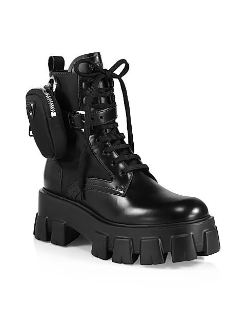 Monolith Leather &amp; Nylon Lug-Sole Combat Boots | Saks Fifth Avenue