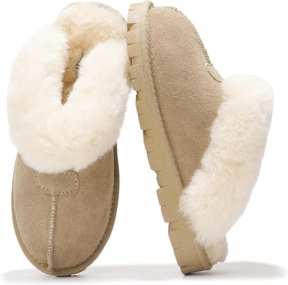 Project Cloud House Slippers for Women - 100% Genuine Leather & Natural Fur lining Fuzzy Slippers... | Amazon (US)